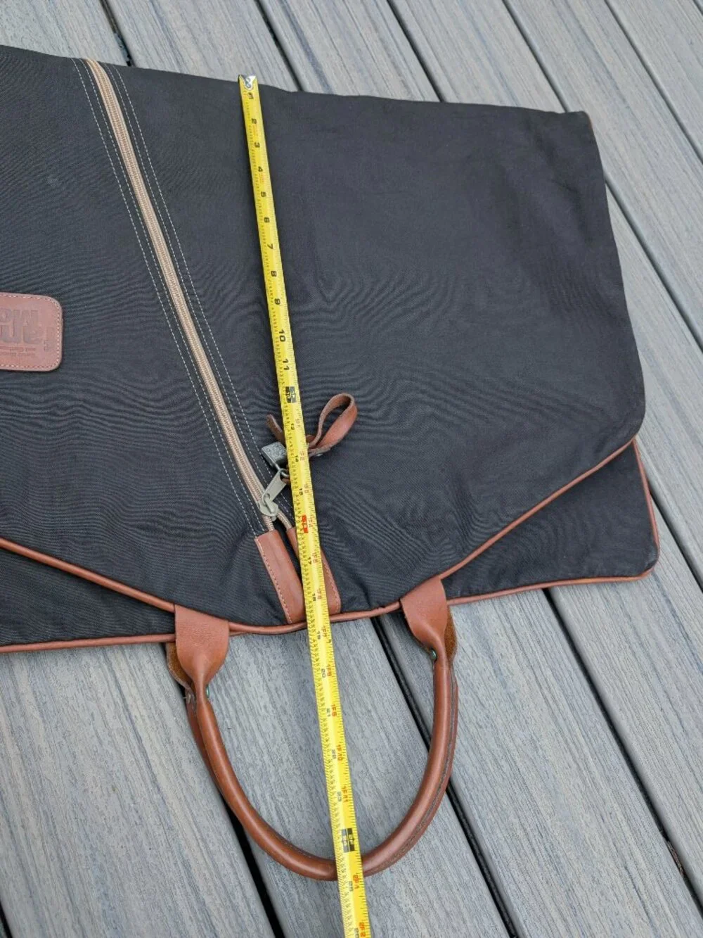 Vtg Better Homes & Gardens Waxed Canvas & Leather Garment Bag Travel Suit Carrie
